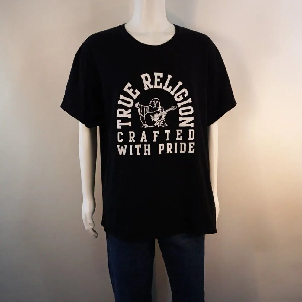True Religion Crafted With Pride Mens T-shirt XL TR Arch Black Crewneck Cotton